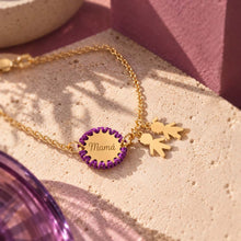 Cargar imagen en el visor de la galería, Pulsera personalizada de plata .925 con placa circular grabada y bordada, foto 3
